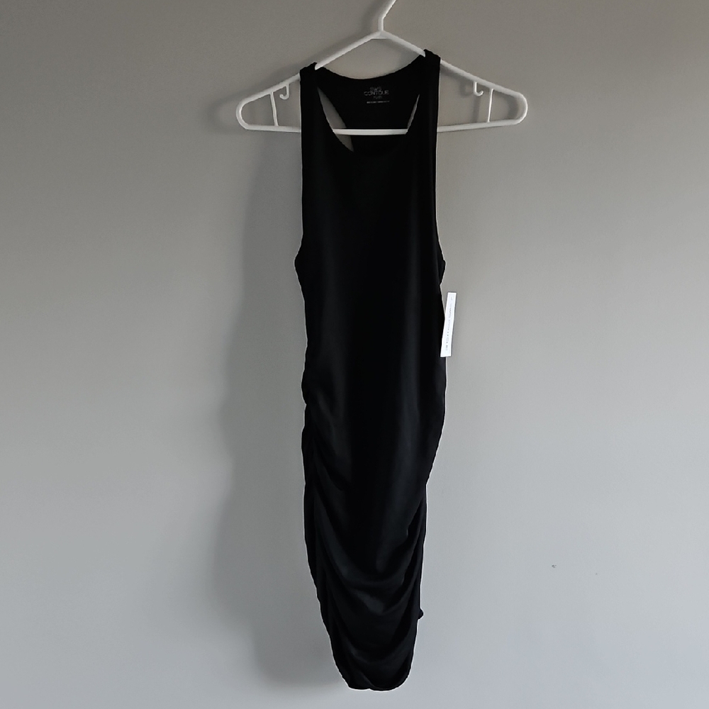 Black Bodycon Midi Dress With Ruching